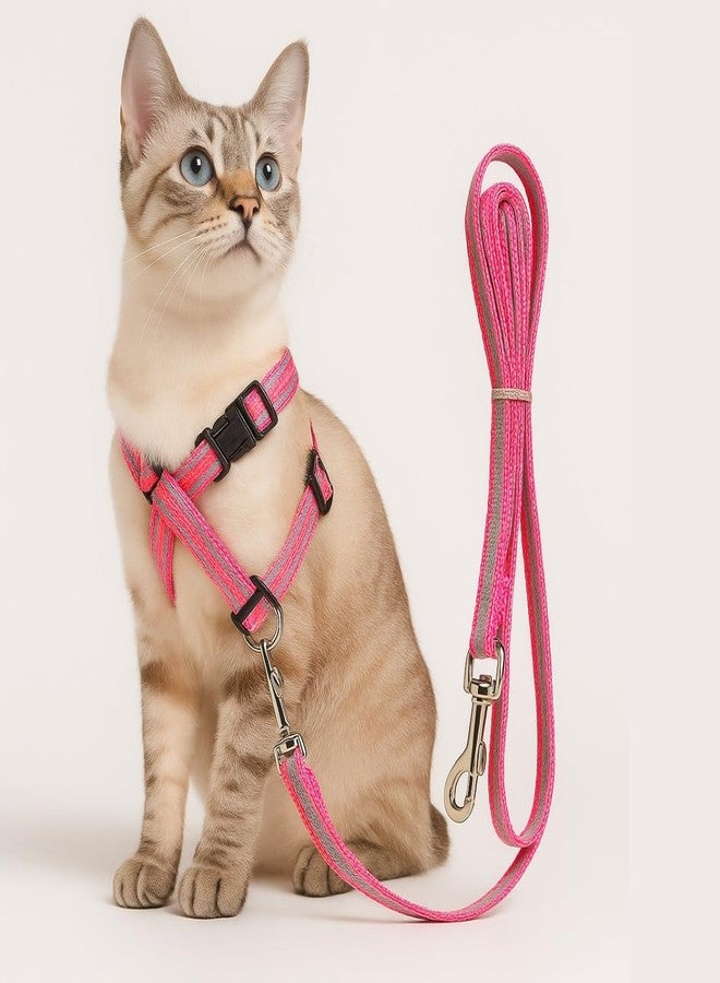 PET FUN Adjustable Cat Harness with Leash - Comfortable, Escape-Proof, Lightweight & Durable Nylon Strap with Safety Buckles - Perfect for Walking, Training & Outdoor Adventures (Pink) - Image 1